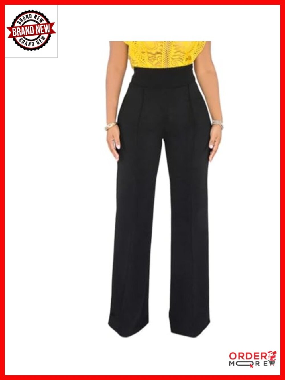 Women Stretchy Straight Leg Dress Pants High Waisted Wide Leg Long Slacks